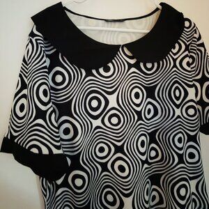 Shein Retro Op Art Dress with Peter Pan Collar 2XL EUC